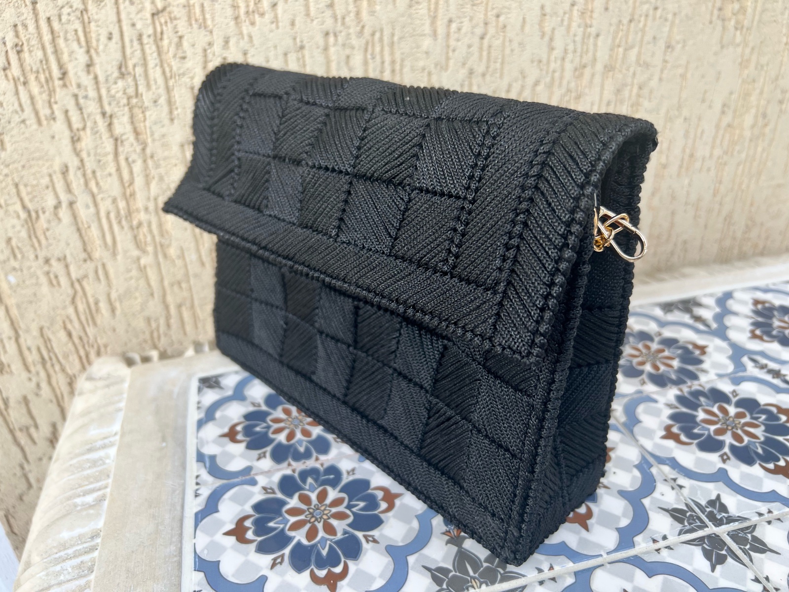 Sac a main noir en crochet