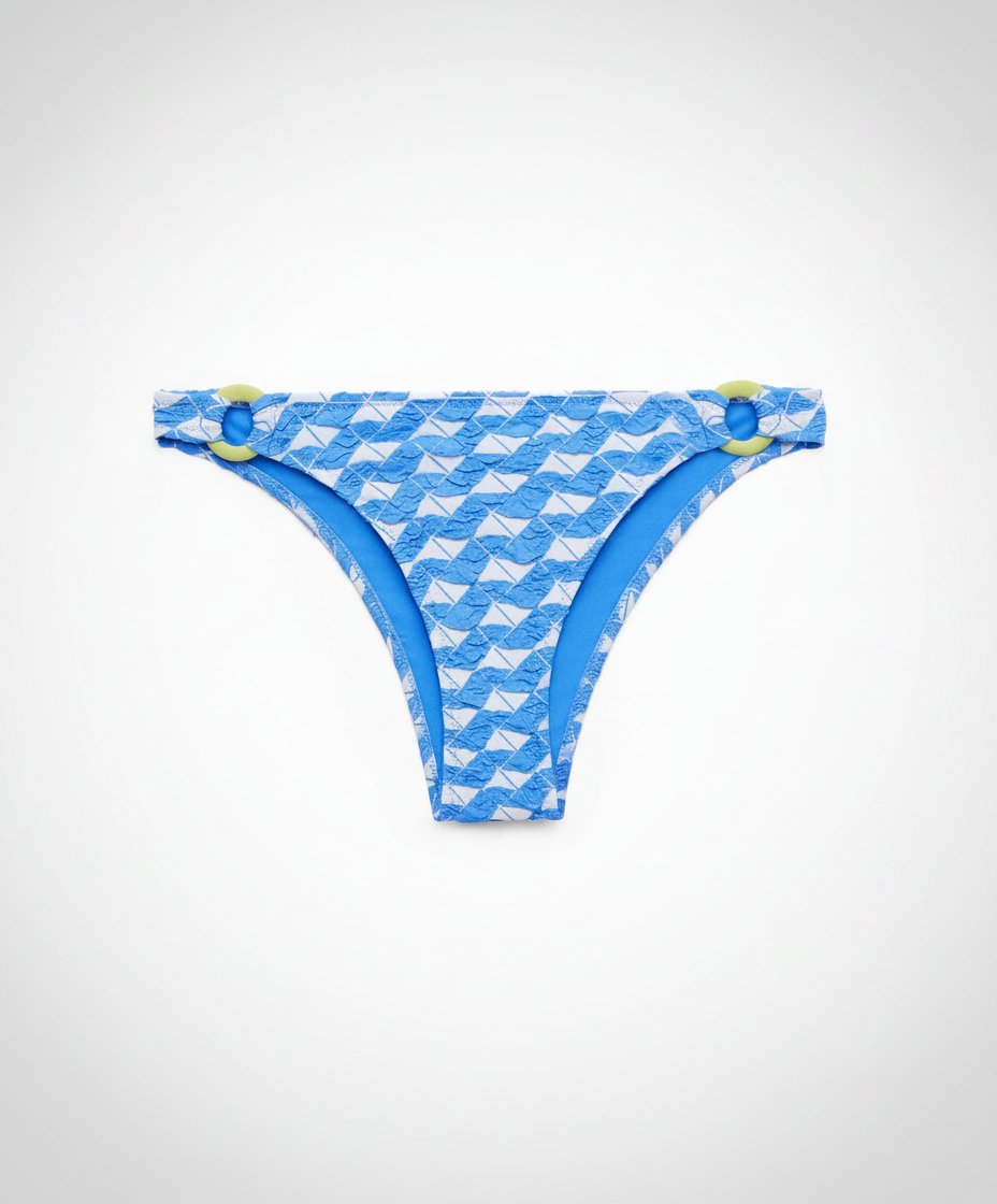 Bas de Bikini Jacquard Géométrique Bleu 
