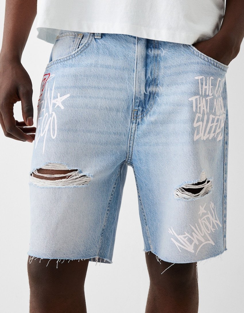 Short imprimé denim