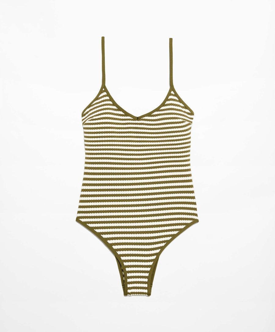 Maillot de Bain Triangle Mousse Rayé Structuré