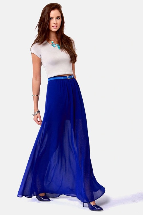 Jupe longue bleu roi H&M