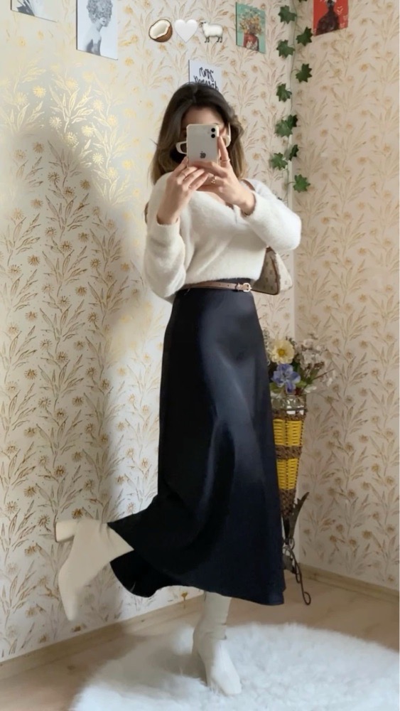 jupe satin noir 