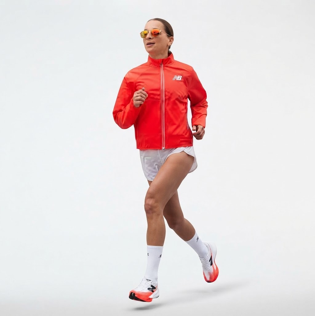 Veste coupe-vent New Balance orange à capuche ❤️