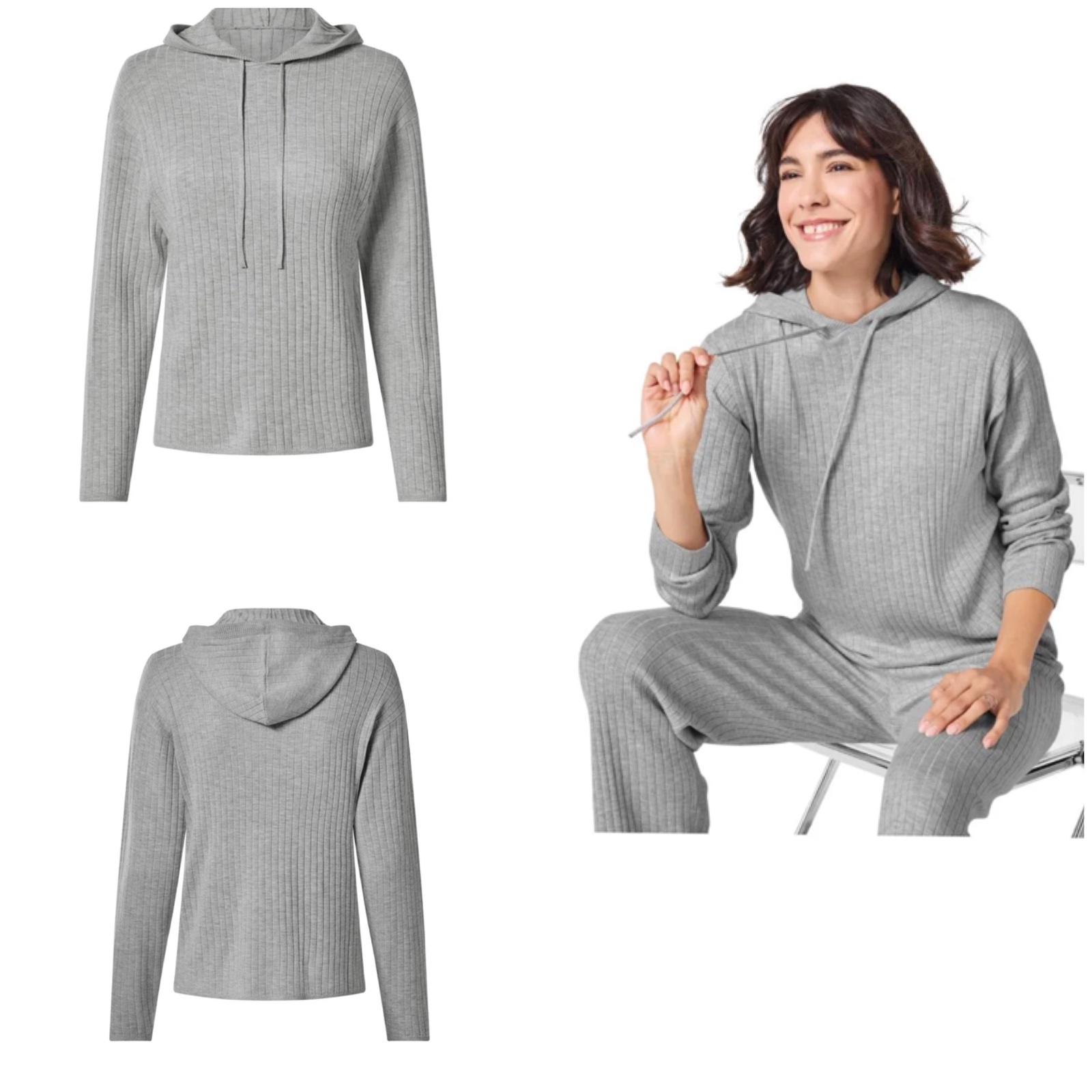 Sweat à capuche en maille côtelée Esmara Taille s/m