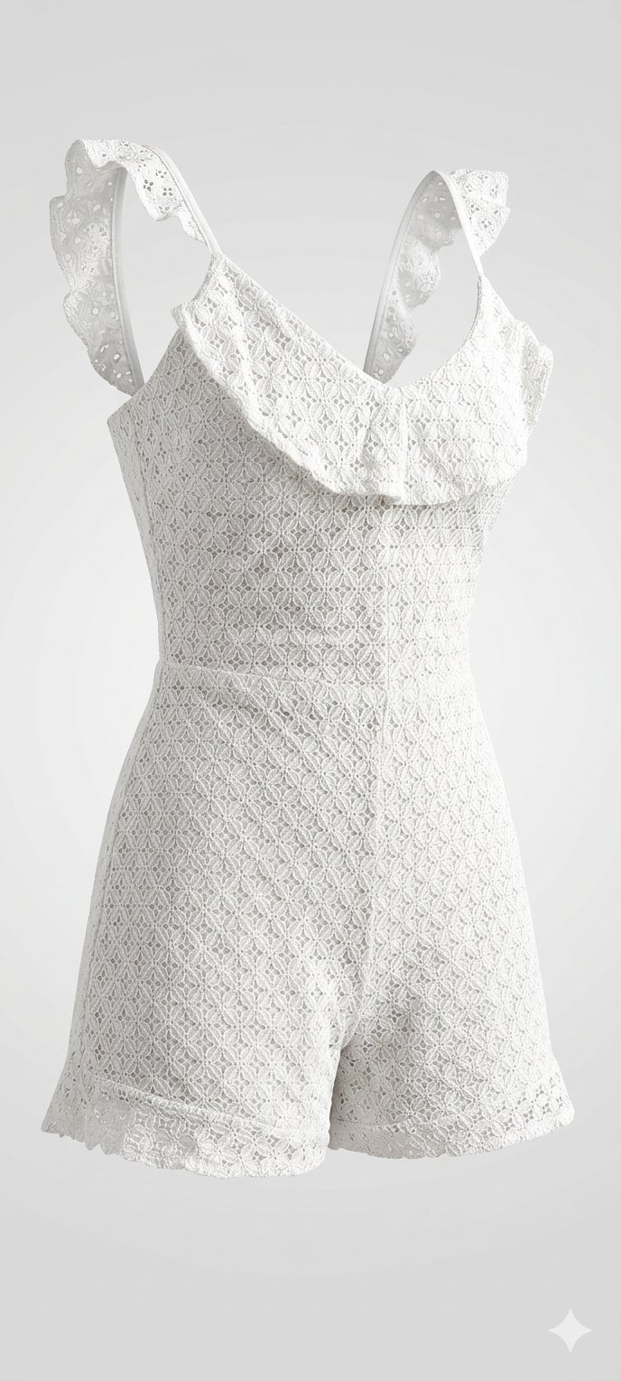 Combinaison short blanche dentelle – Taille S ✨
