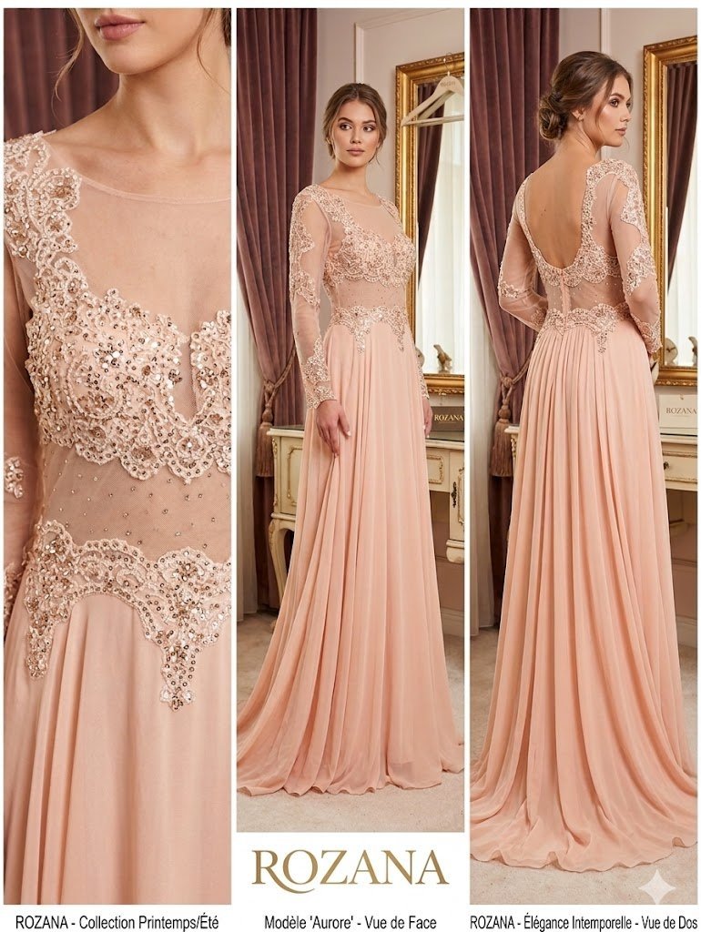 Robe Soirée rose poudré importé 