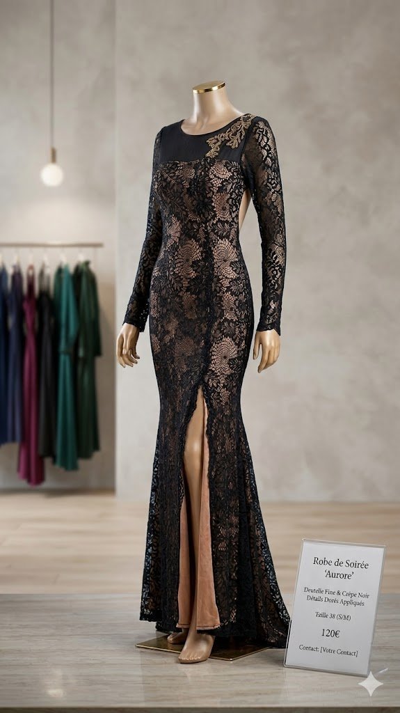 Robe Soirée importé Satin et dentelle 