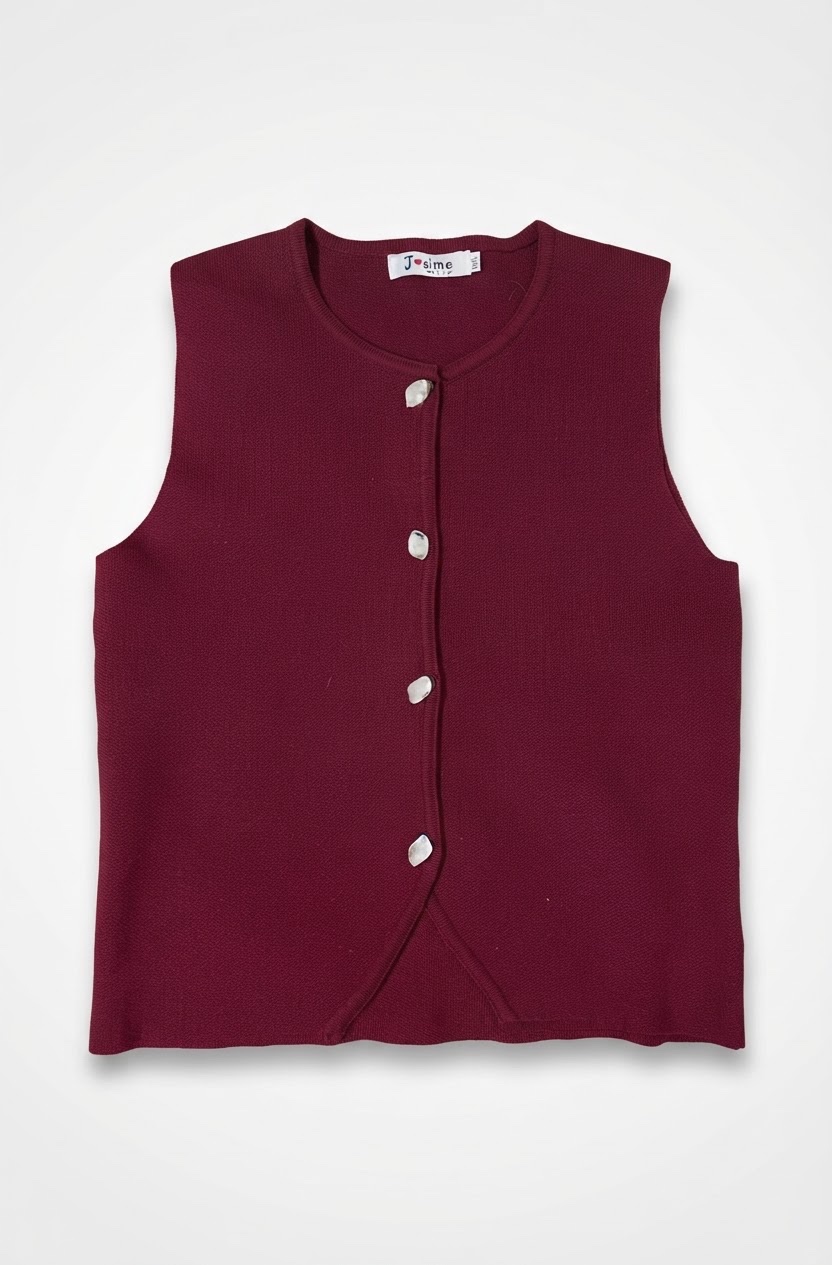 Gilet court tricoté sans manches