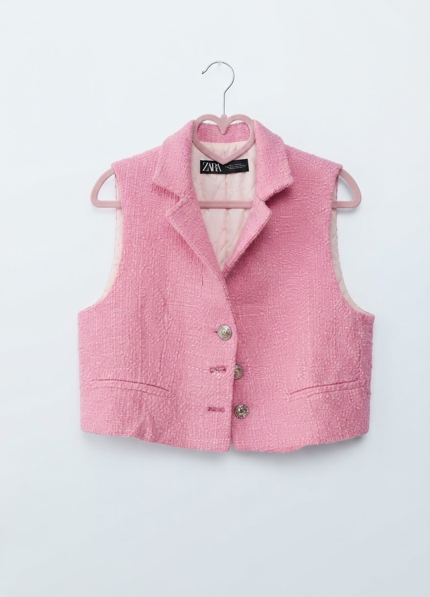 Gilet court texturé