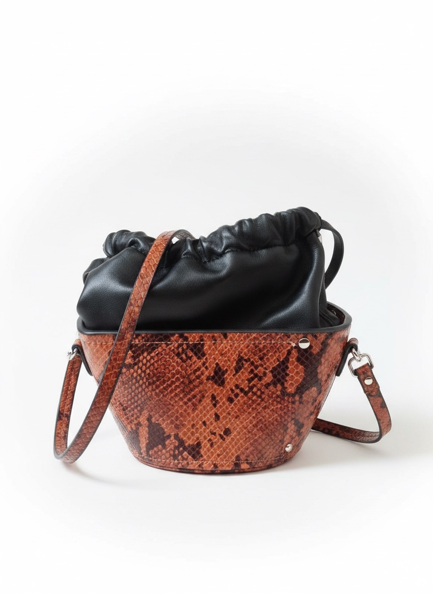 Sac seau Zara marron et noir