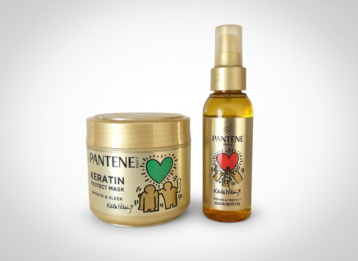 LOT Pantene Pro-V Kératine Protect Masque et Huile Édition Spéciale Keith Haring