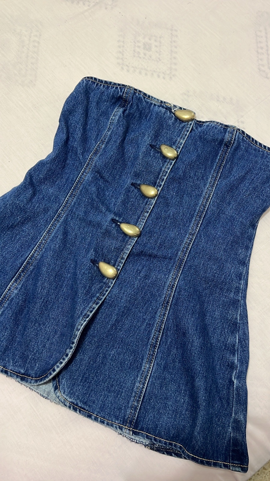 Top en denim boutonné