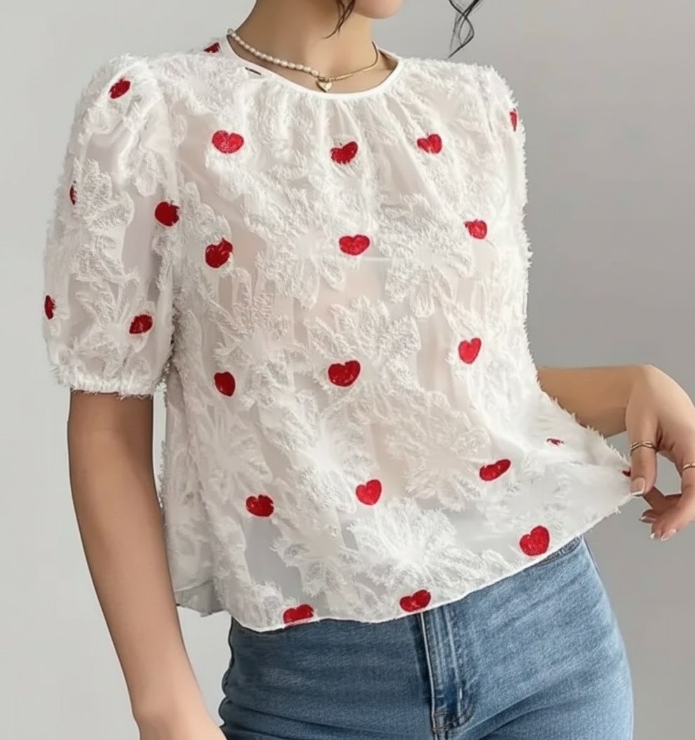 Haut shein blanc et rouge