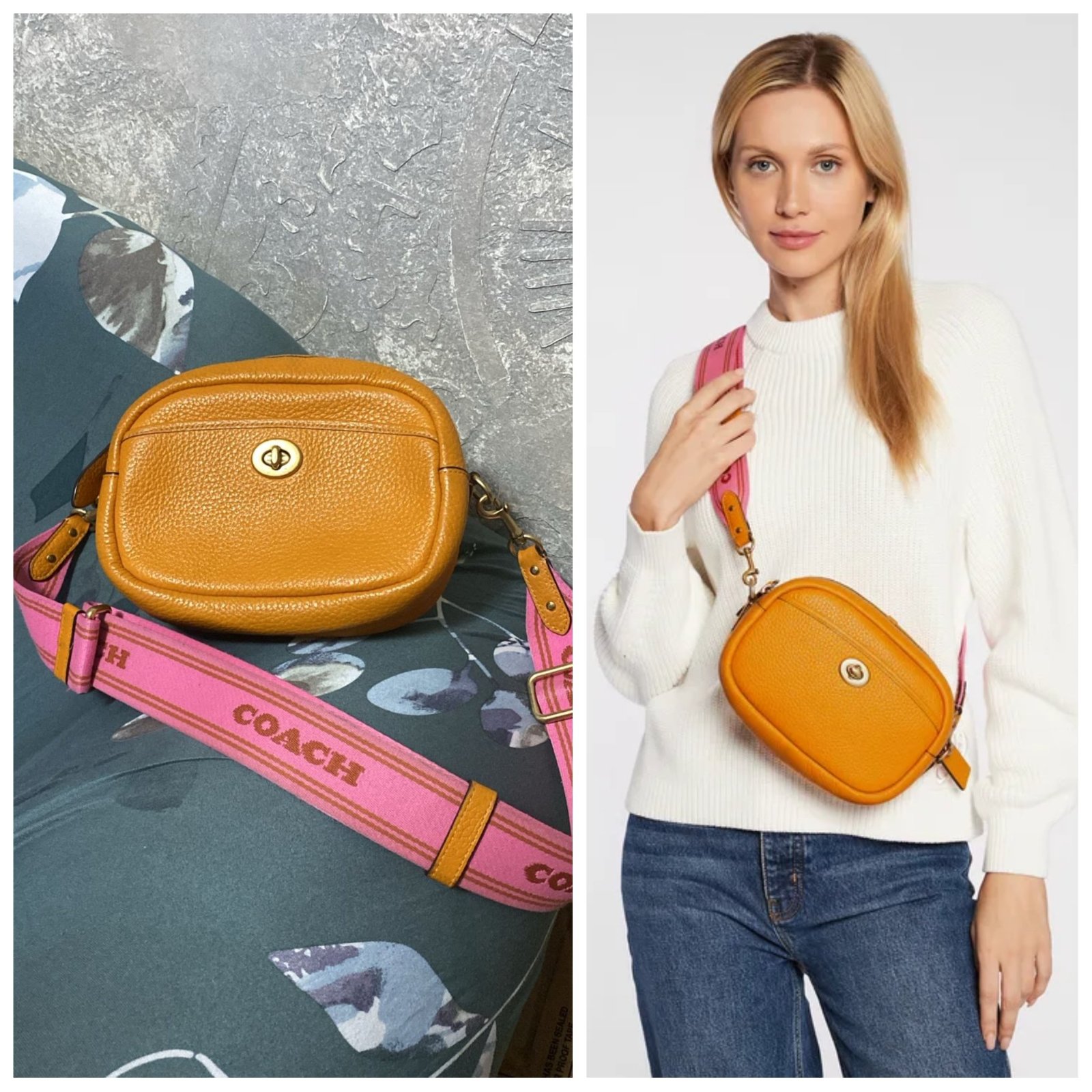 Coach Soft Pebble Leather Camera Bag en couleur orange/papaye (modèle C4813 / C9992