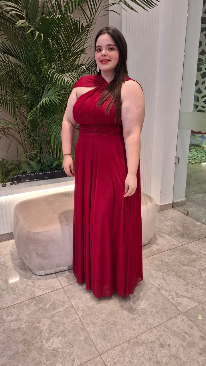 Robe soirée burgundy yeser fino taille 48