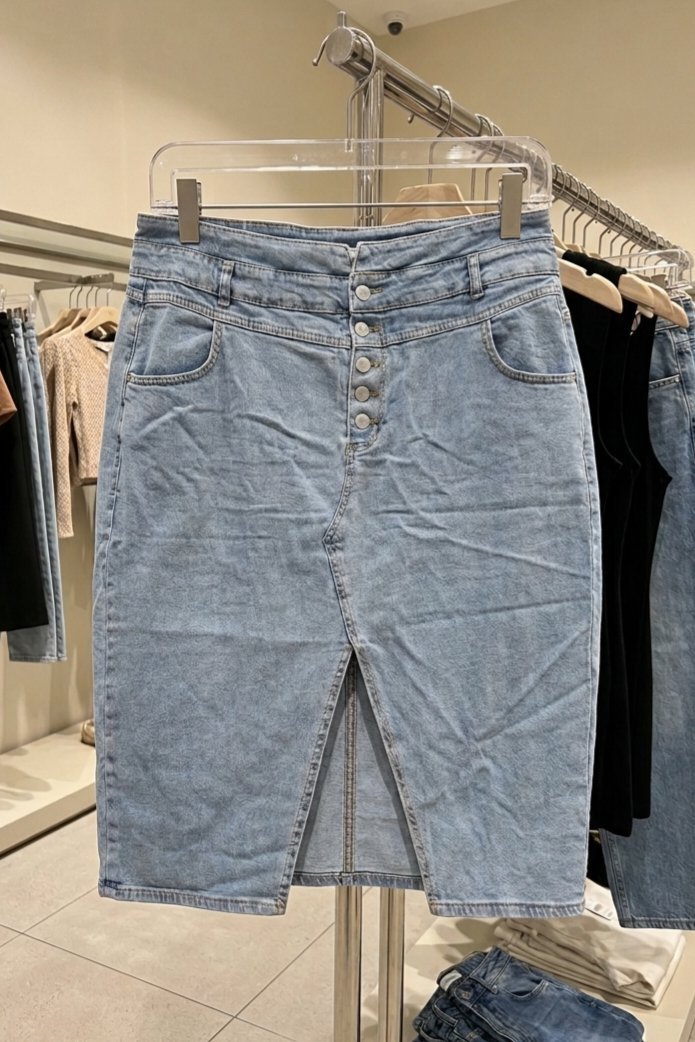 Jupe jean super taille haute avec des boutons et une fonte