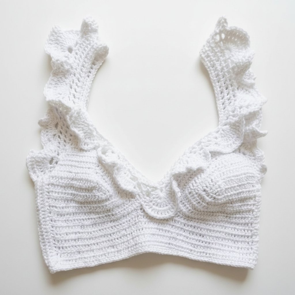 Top Bustier Crochic Blanc - Fait Main