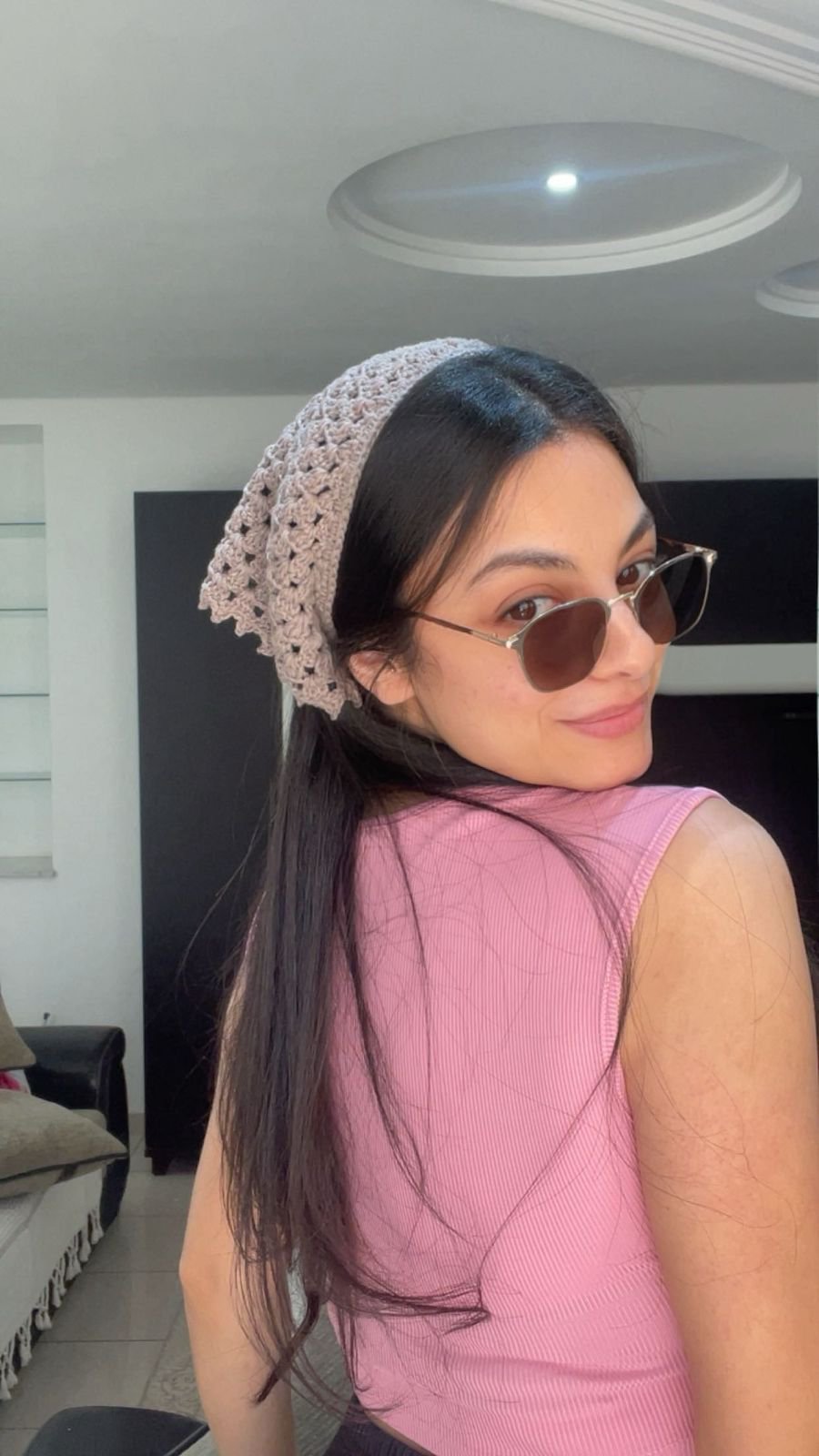 Bandana Crochet Nude rosé 🌼