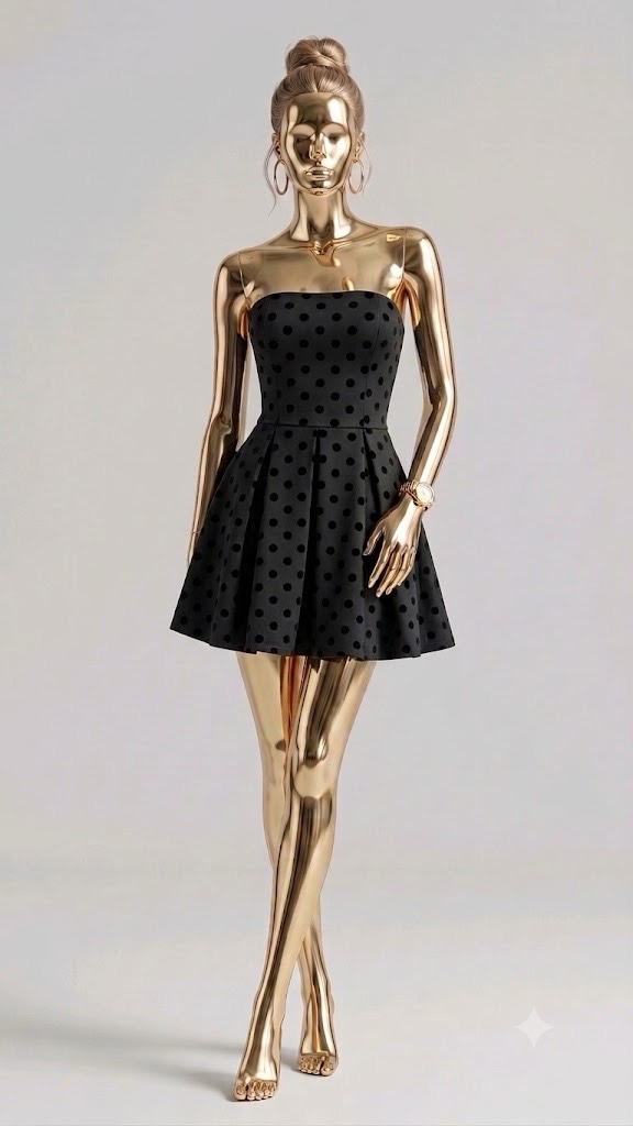 Robe polka noir sur noir 
