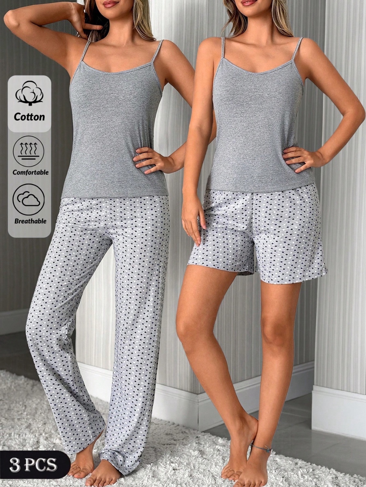 3 pieces en coton