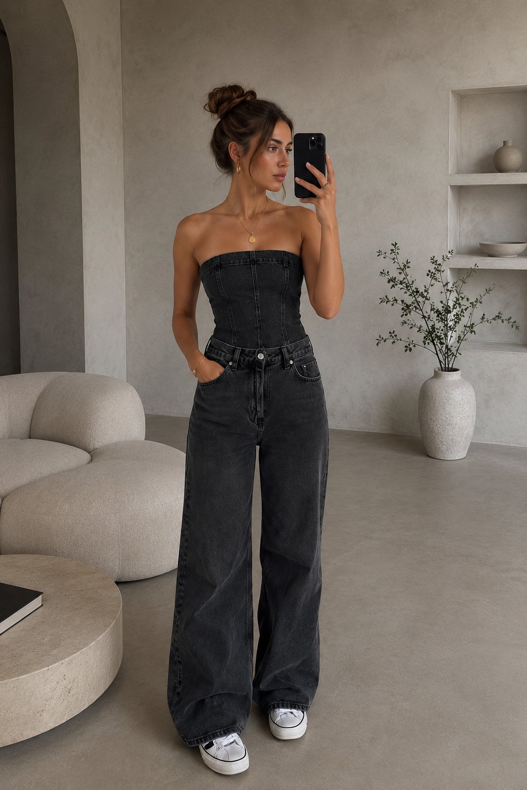 Tres beau jeans noir gris neuf ( super taille haute)