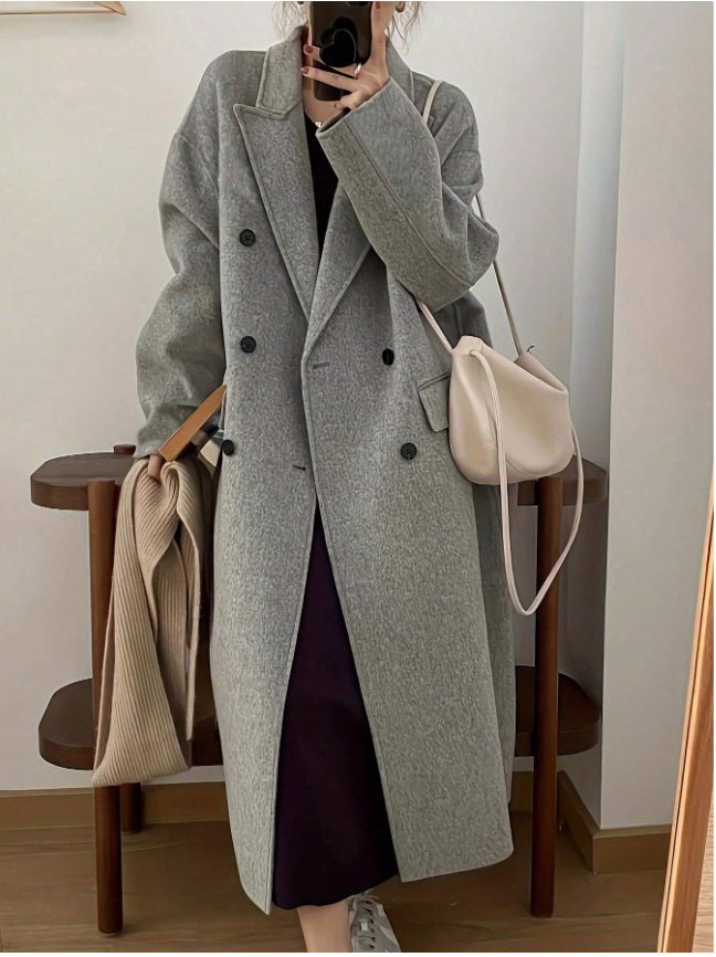 Long manteau femme cachemire soft gris SHEIN