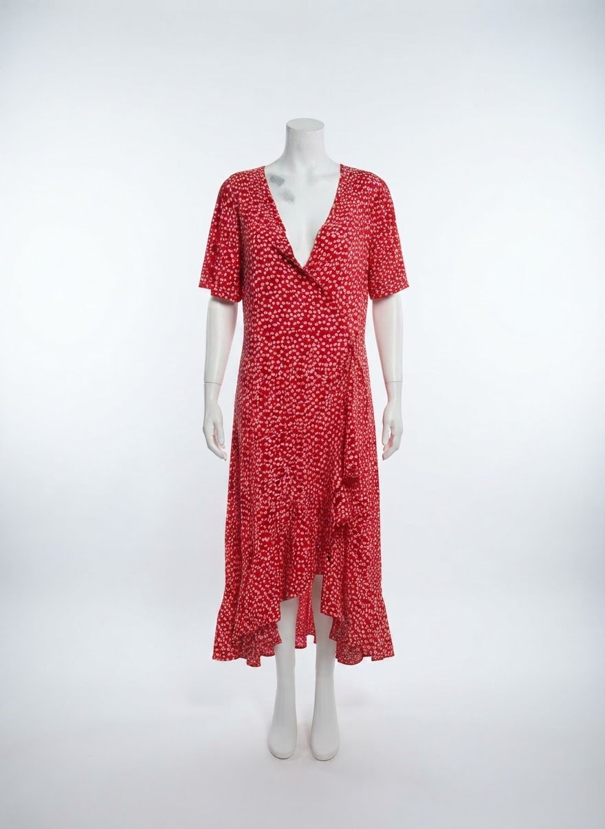 Robe porte feuille rouge fleurie SHEIN