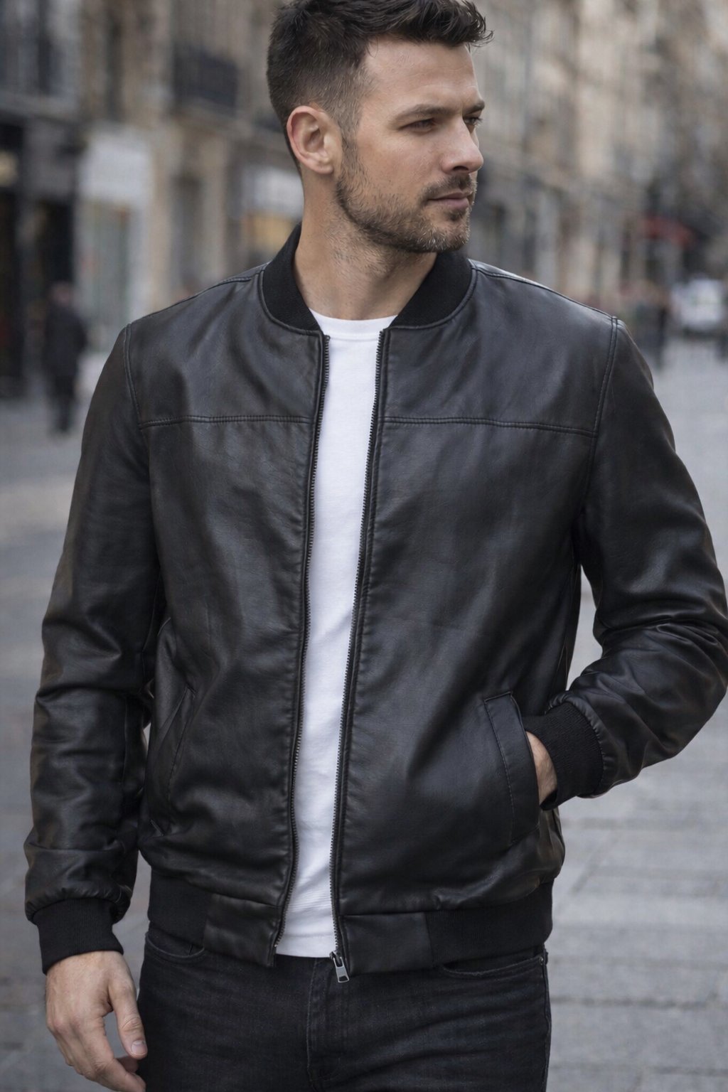 Veste homme semi cuir