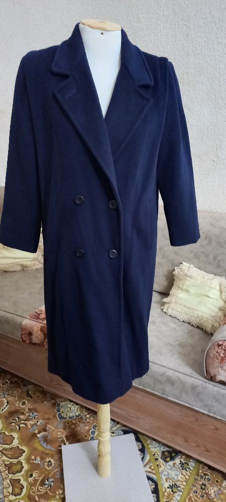 Women's Vintage 70s Forcaster Of Boston Blue 100%Wool Full Length Coat 