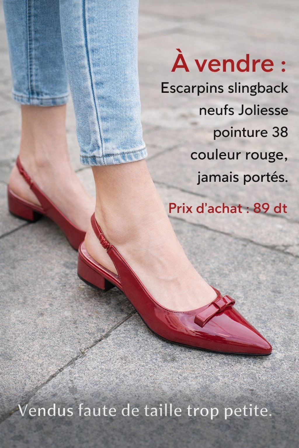 Escarpins Slingback Rouge Brillant 