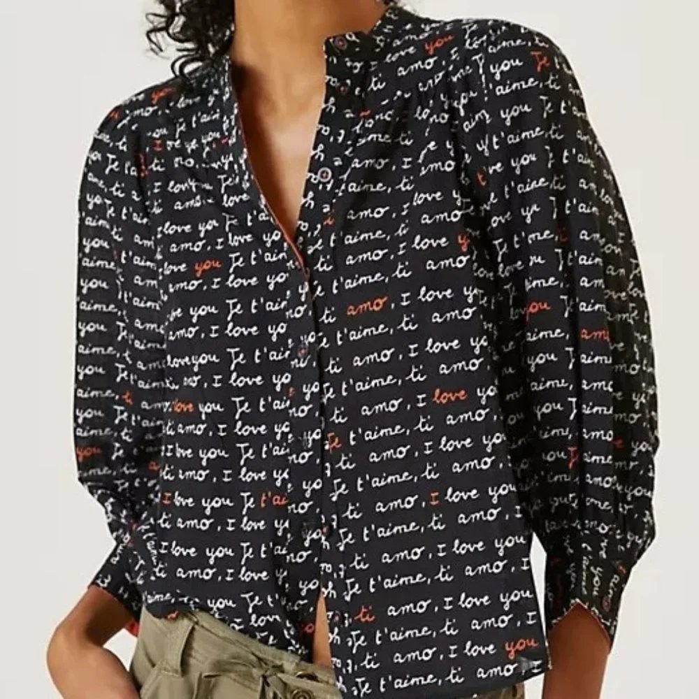 Anthropologie Laetitia Rouget Chemise stylée manches bouffantes 