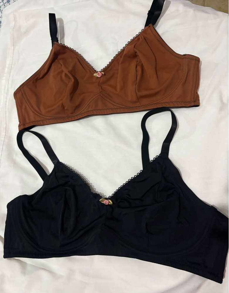 2 pièces Soutien-gorge confortable sans fil à coupe souple unicolore, lingerie pour femme