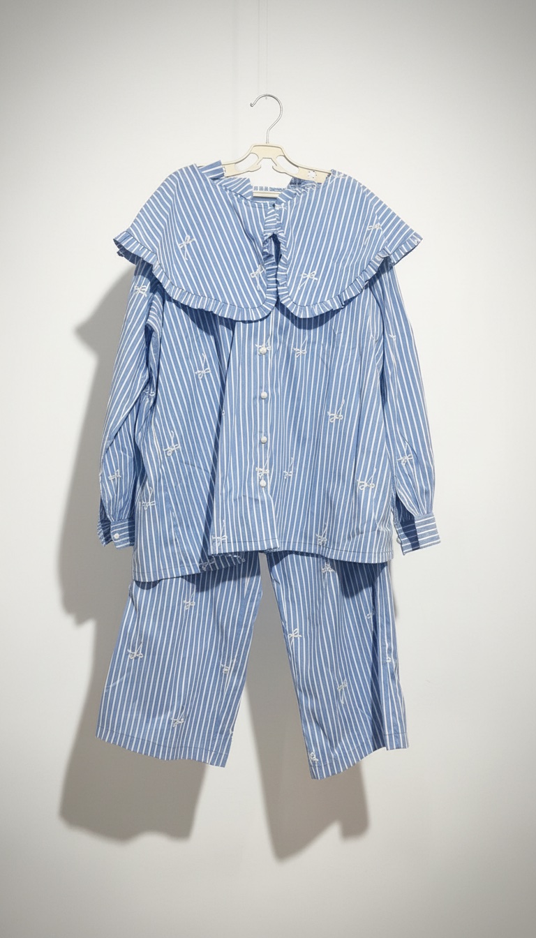 Ensemble Chemise Rayée et Pantalon Avec papillon très tendance taille 48/50
