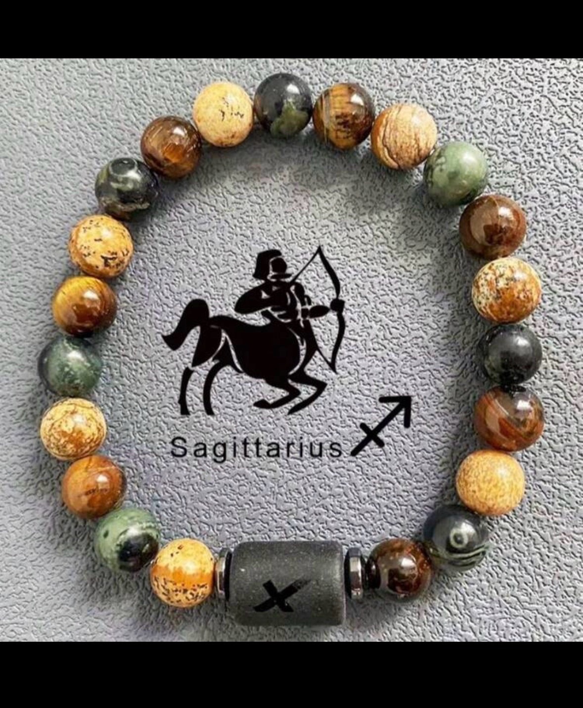 Pièce Bracelet de perles en pierre naturelle d'obsidienne aux Douze signes du zodiaque pour hommes