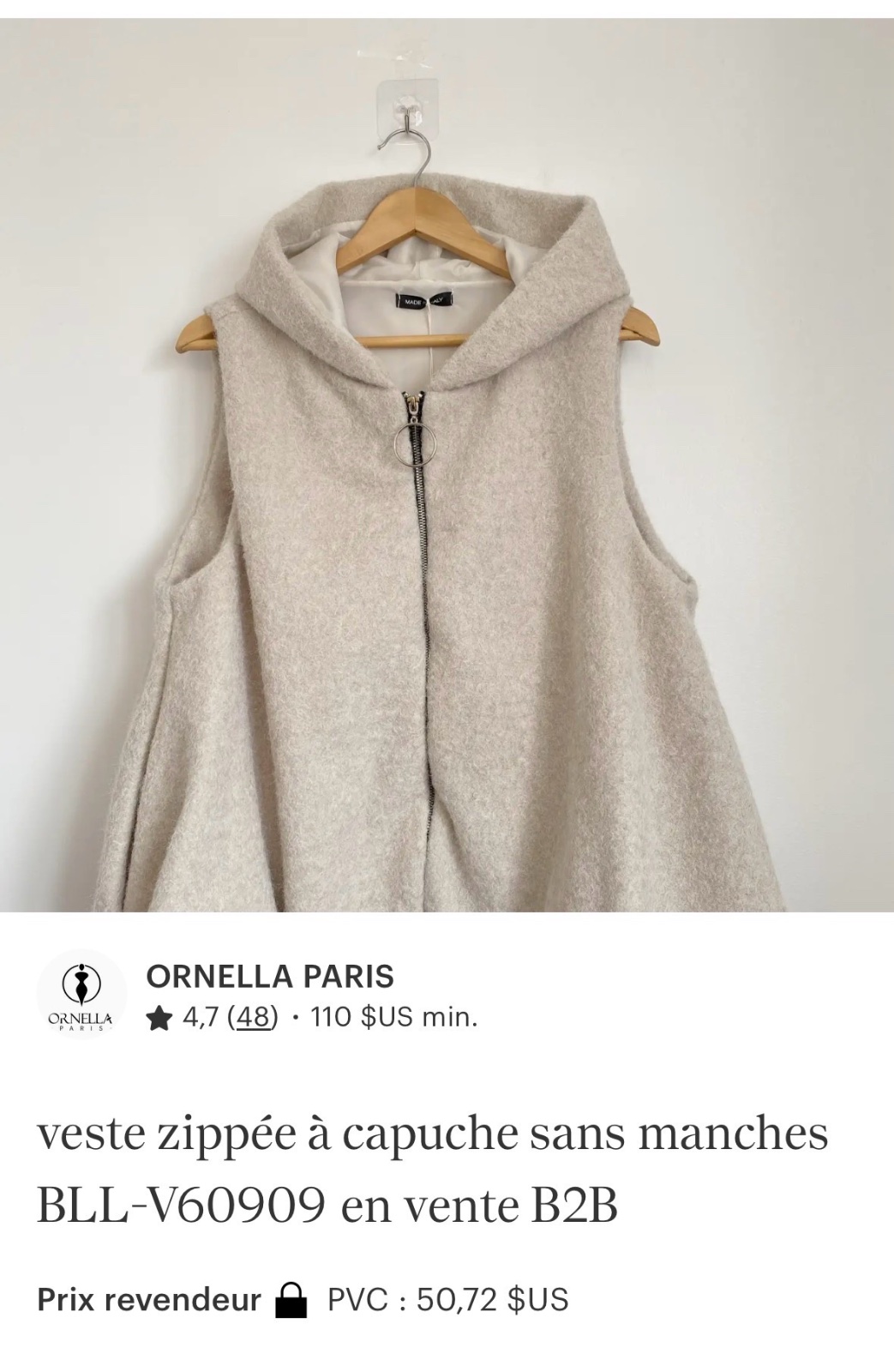 Veste à capuche sans manches