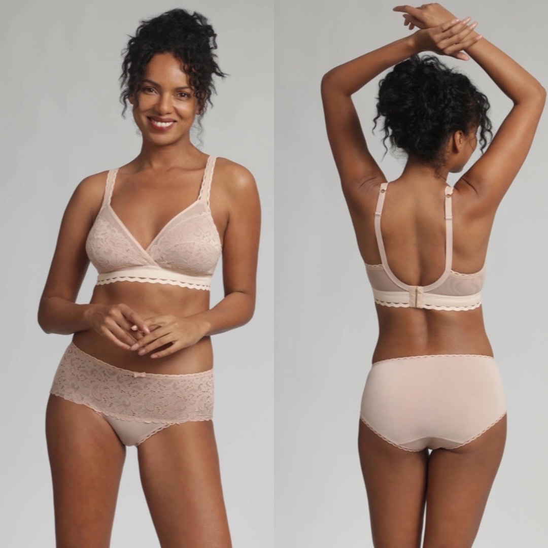 Soutien-gorge SA Cœur croisé féminin& slip avec dentelle 🇫🇷
