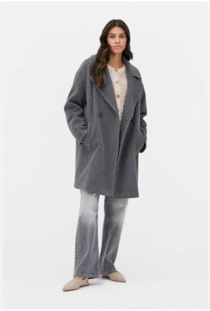 Manteau cachemire gris demi longue avec doublure 