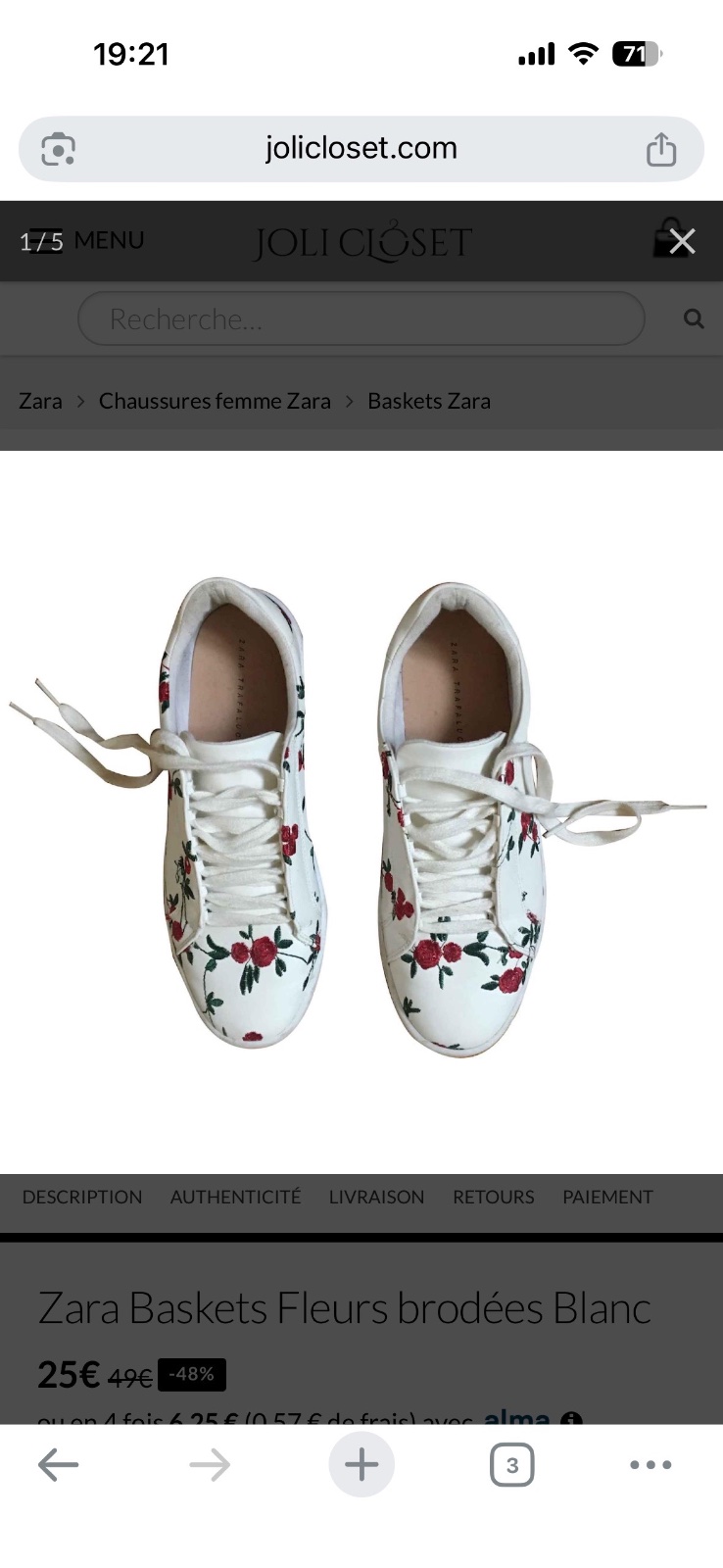 Zara Baskets Fleurs brodées Blanc
