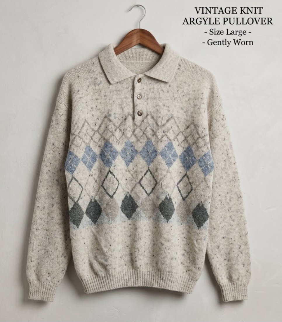 Superbe pull vintage au look rétro / "papy chic" très tendance