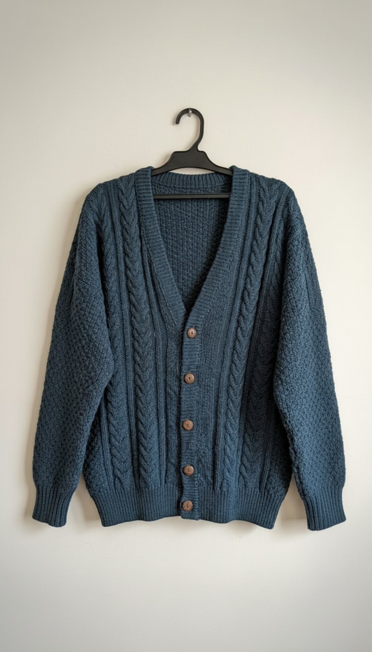 Cardigan / Gilet en maille torsadée bleu marine foncé