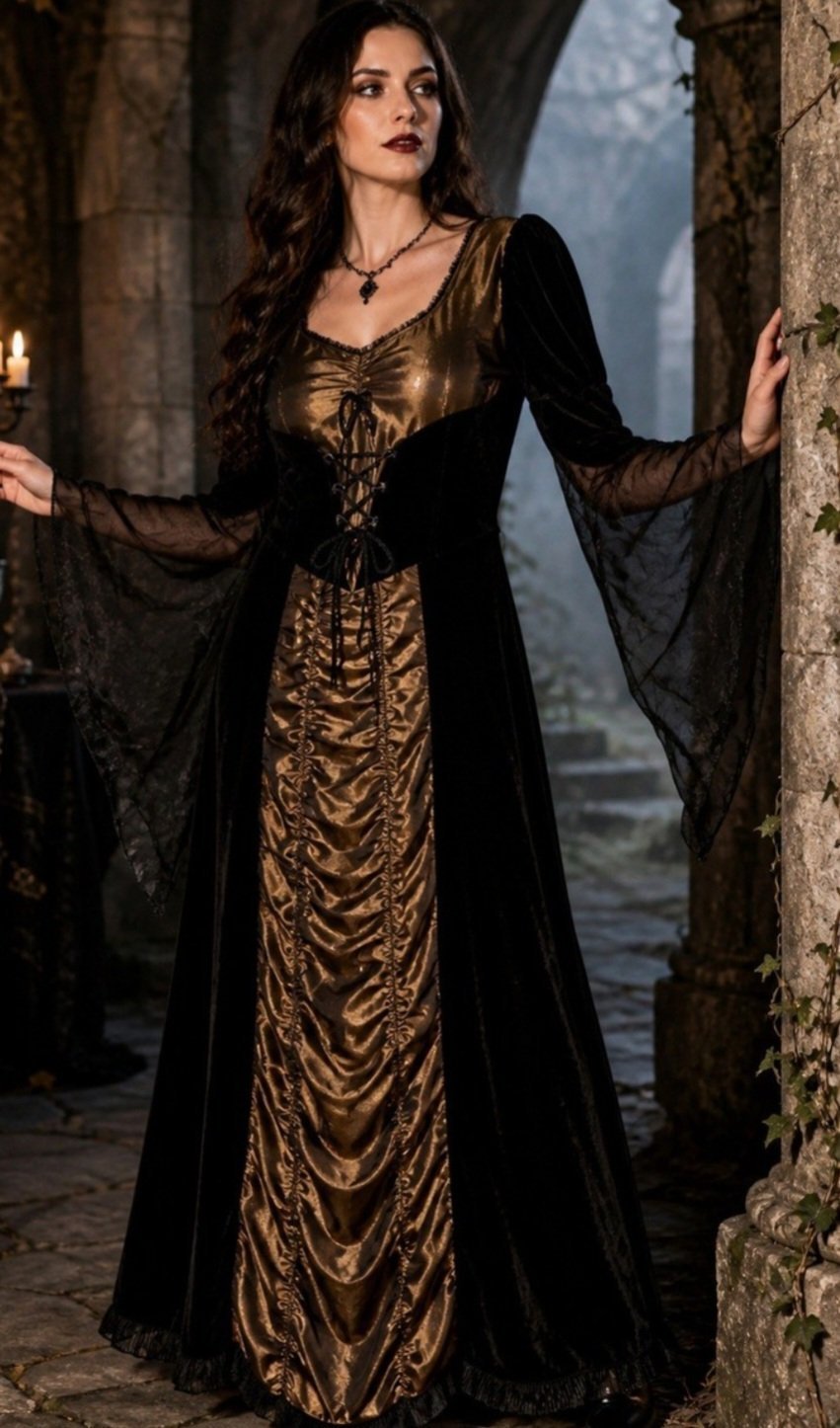 Gold and Black gothic dress