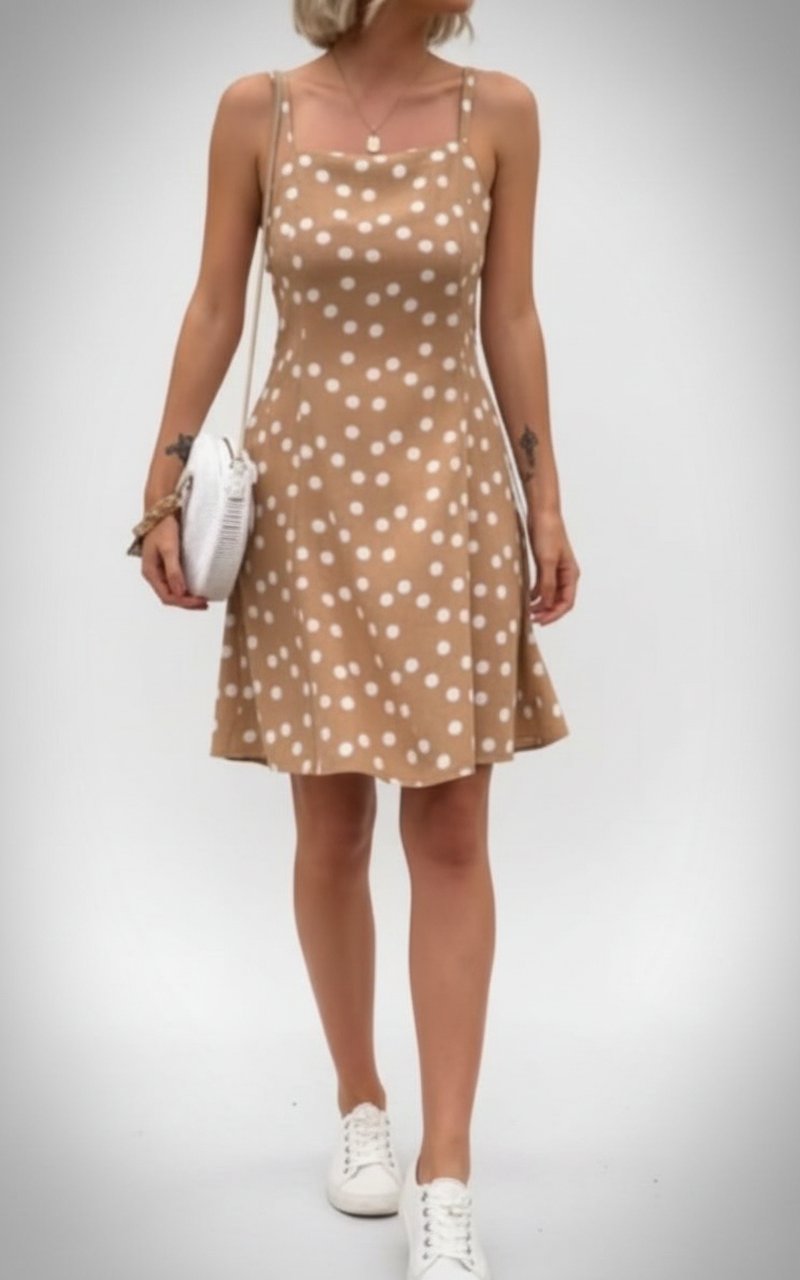 Mango Polka Dot Beige Mini Dress