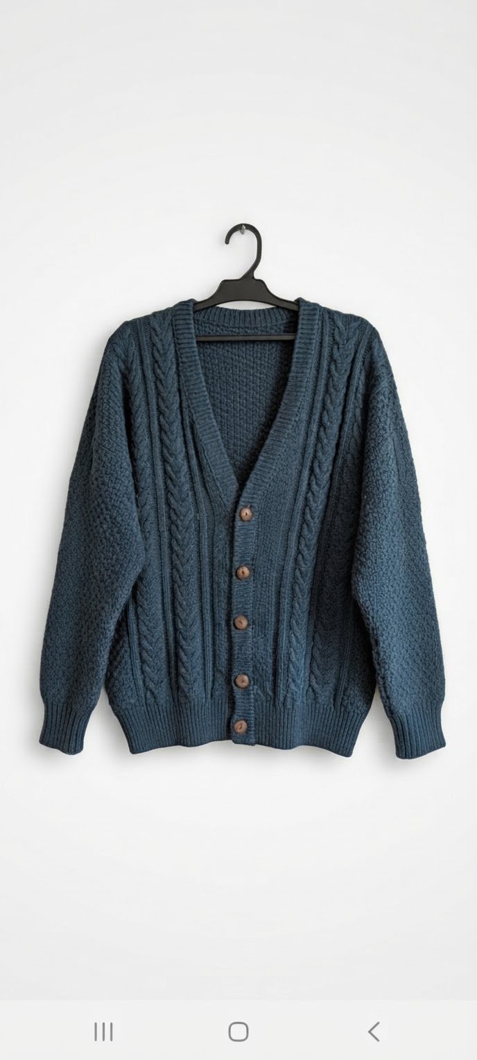 Cardigan / Gilet en maille torsadée bleu marine 