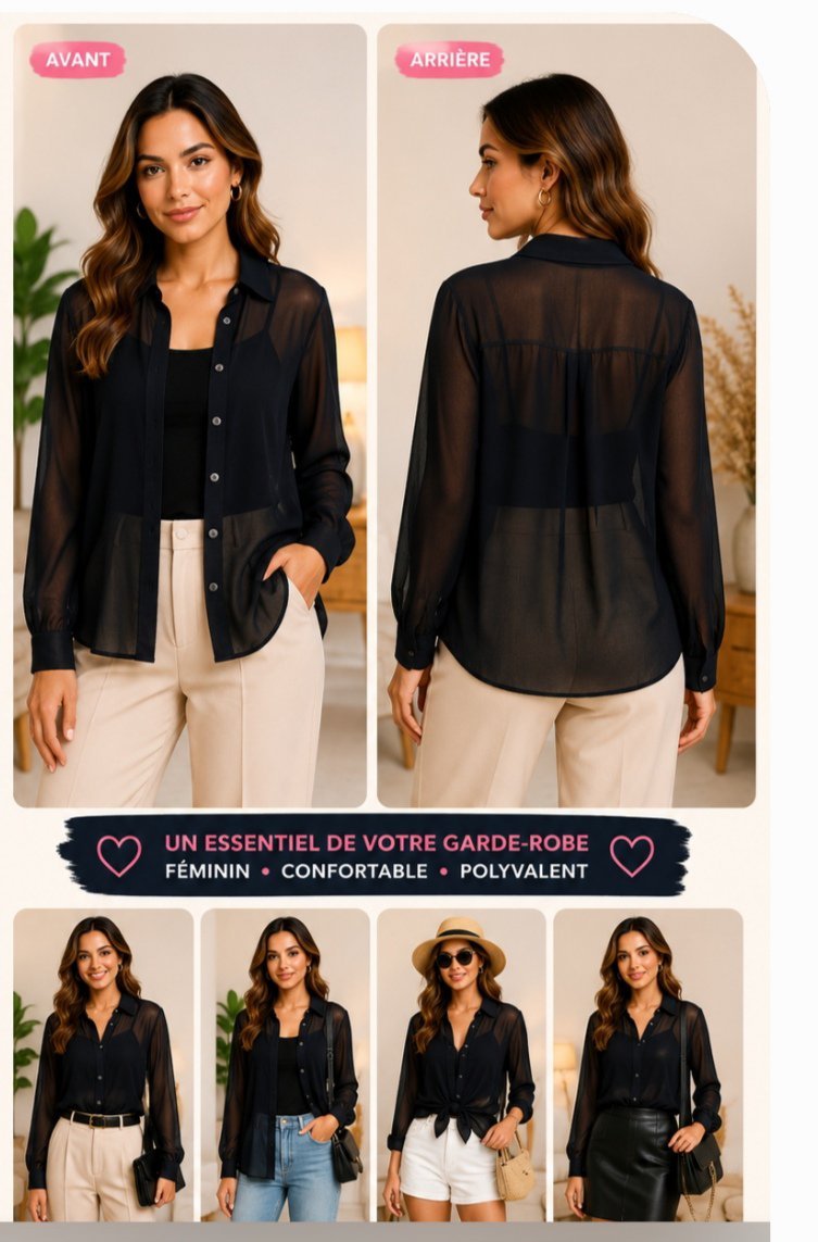 Chemise bleue marine transparent 