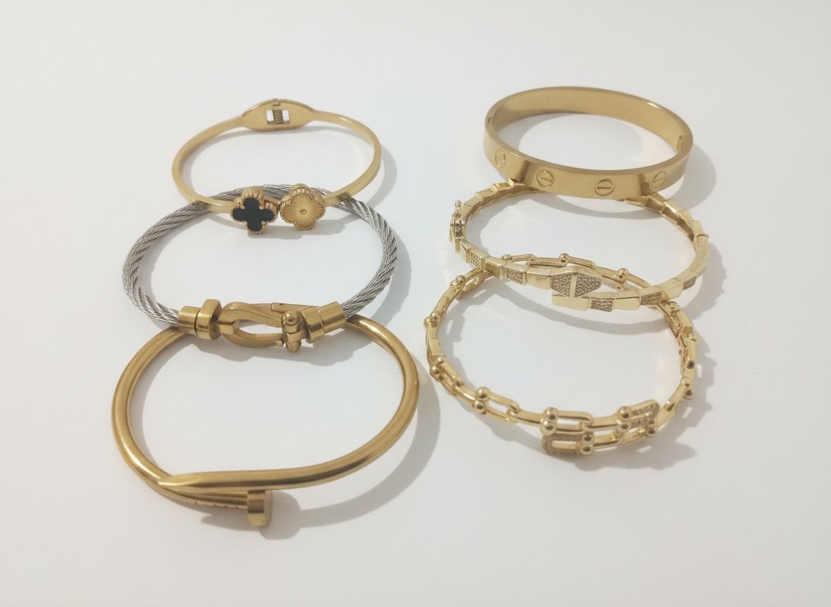 Lot de 6 gourmettes en doré inoxydable 3 boucles d'oreilles gratuites cadeaux 