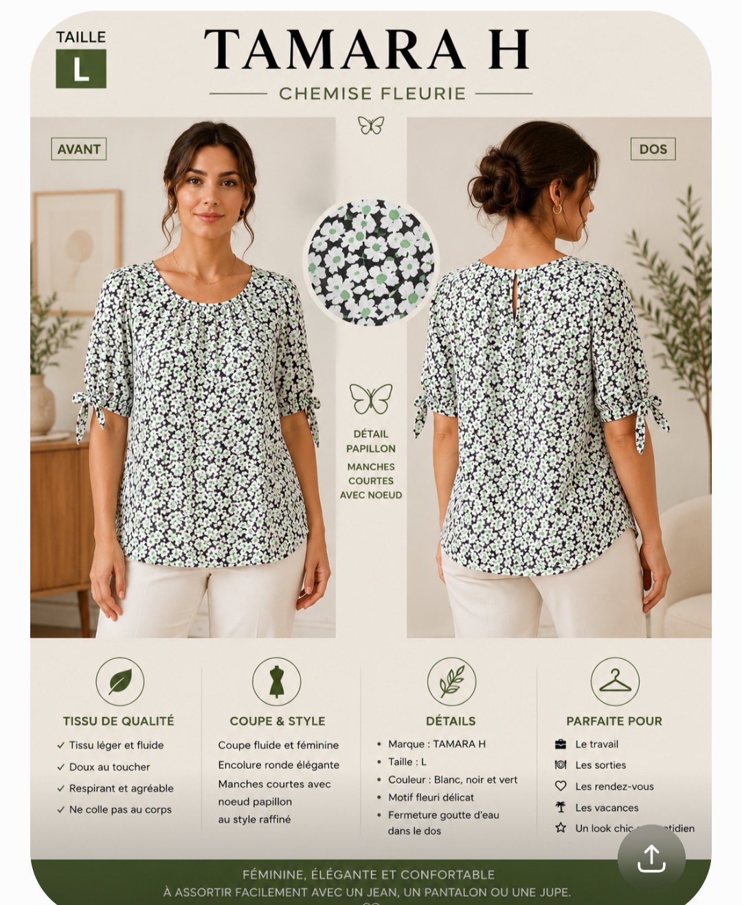 Chemise verte taille L
