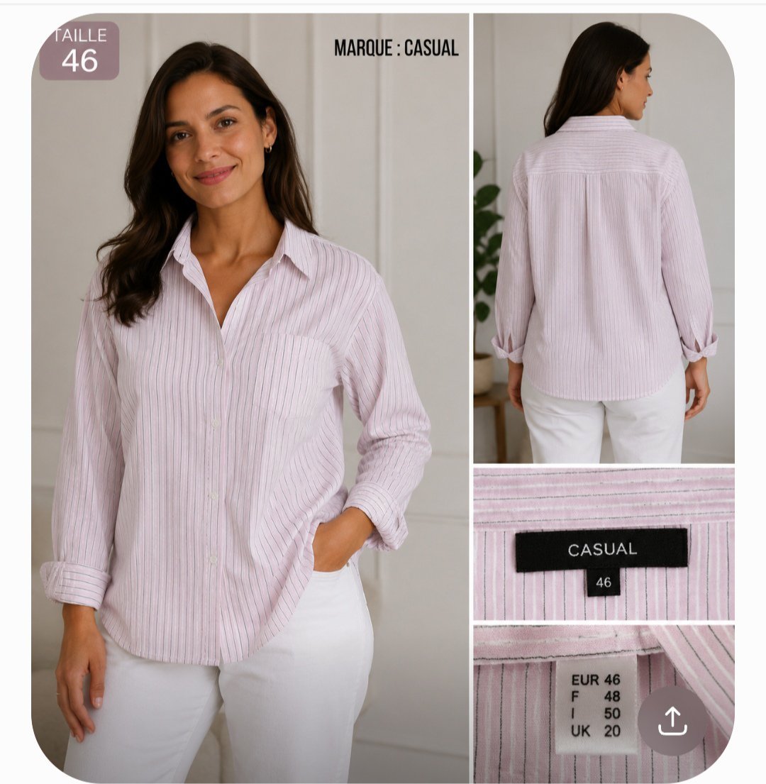 Chemise rose et blanc taille 46