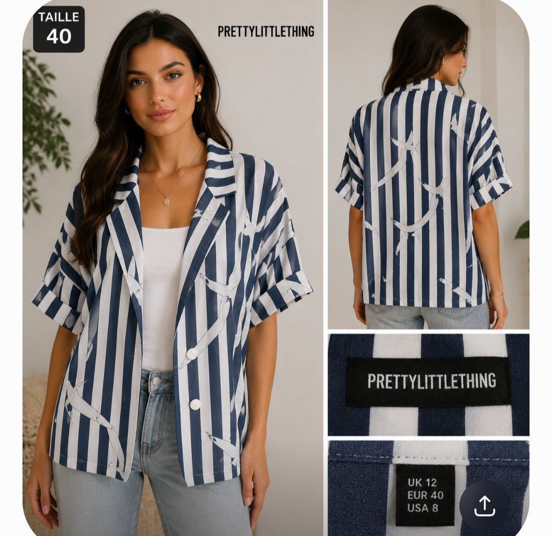 Chemise blanche et bleue taille 40