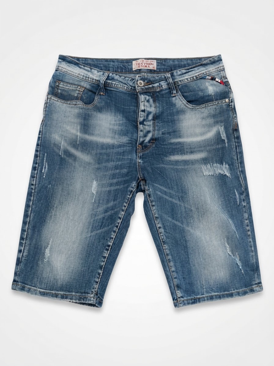 Short jean bleu de la marque japonaise tokuno shima