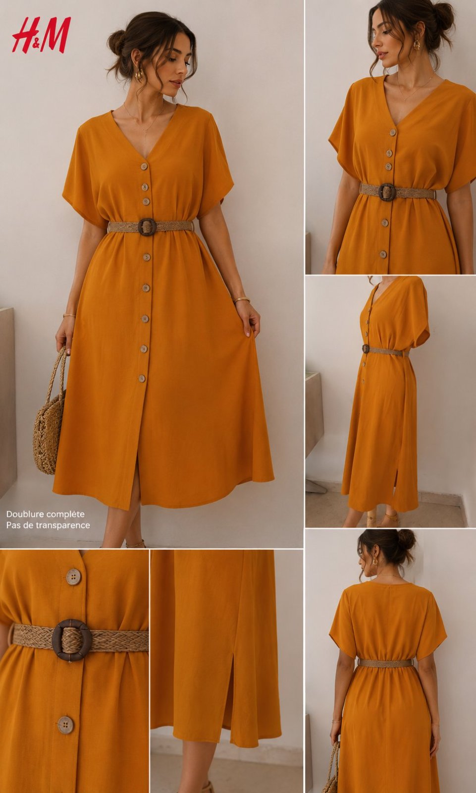 Ribe boutonnée moutarde L/xl